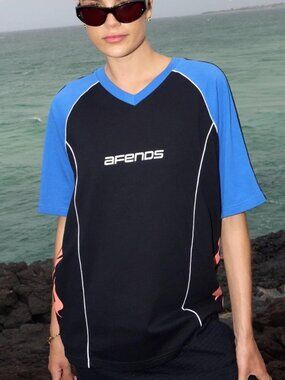 Afends Women's Black and Blue T-shirt